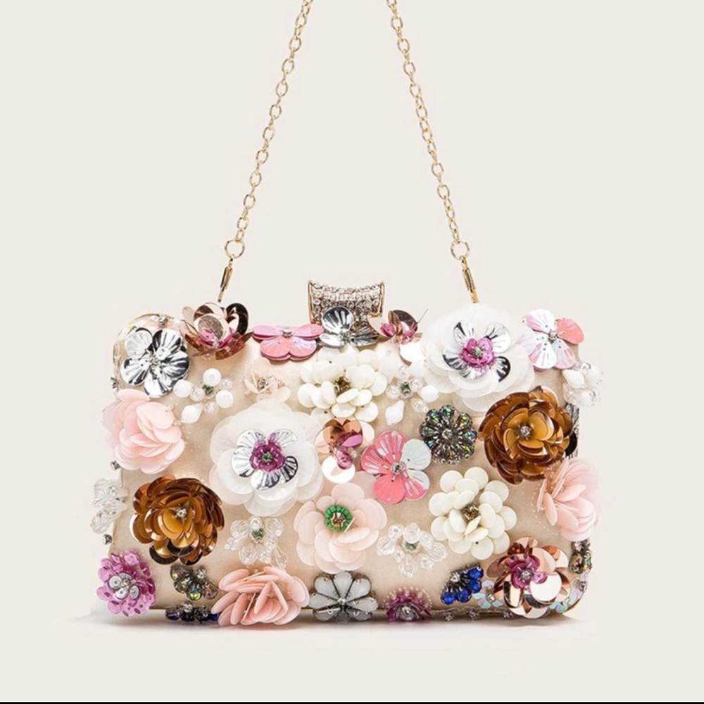 SHEIN Floral Decor Clip Top Box Bag